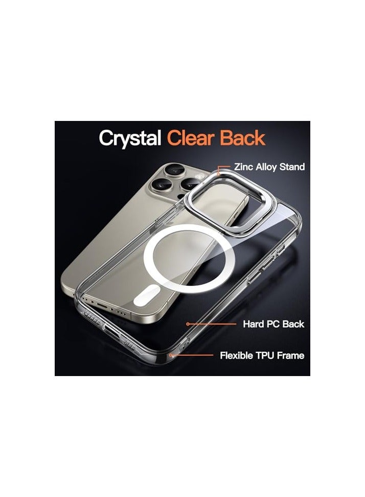 جي تيك حافظة JETech بمسند لهاتف iPhone 15 Pro مقاس 6.1 بوصة متوافقة مع الشحن اللاسلكي MagSafe، وحامل حلقة الكاميرا المدمج، وغطاء ممتص الصدمات للهاتف مقاوم للصدمات، وظهر مضاد للخدش (تيتانيوم طبيعي) - Image 3