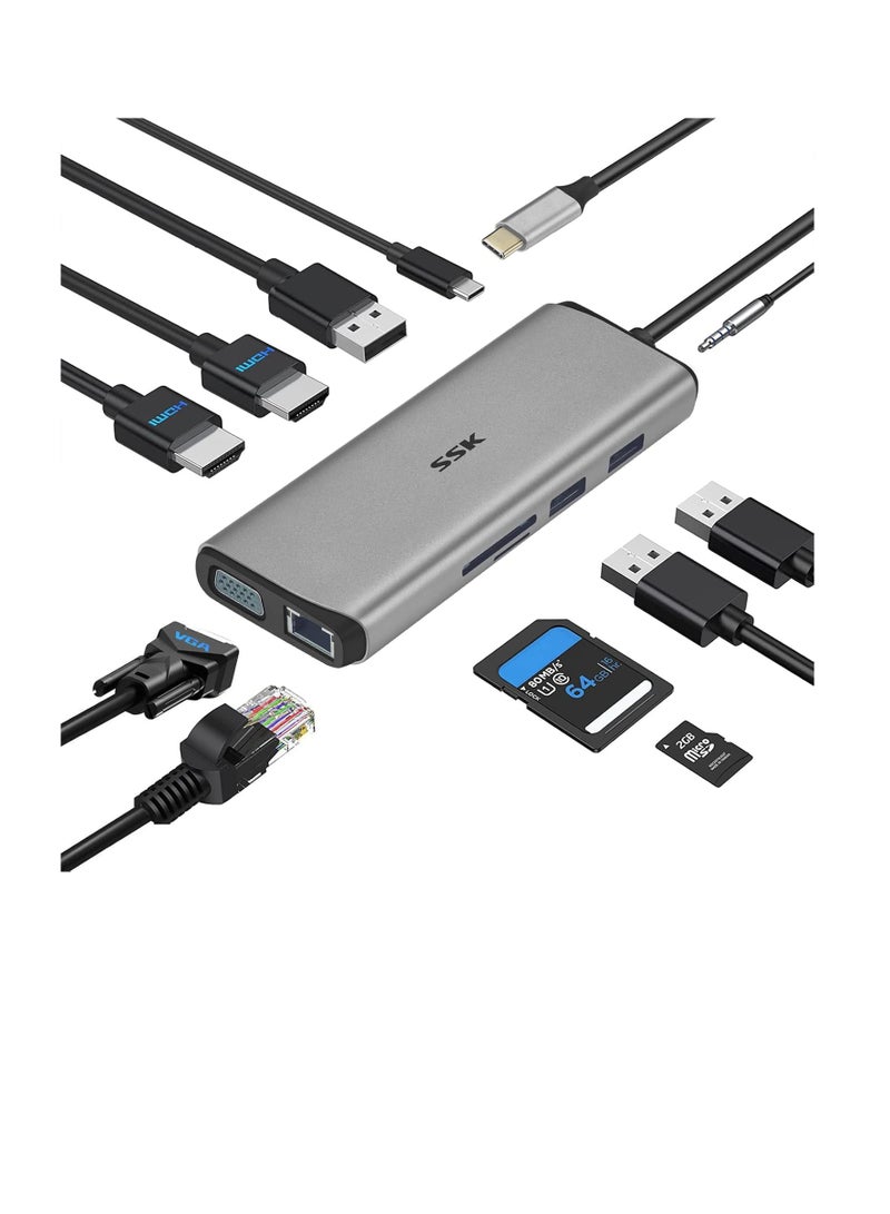 SSK قاعدة شحن USB C ثلاثية العرض 11 في 1 - Image 1