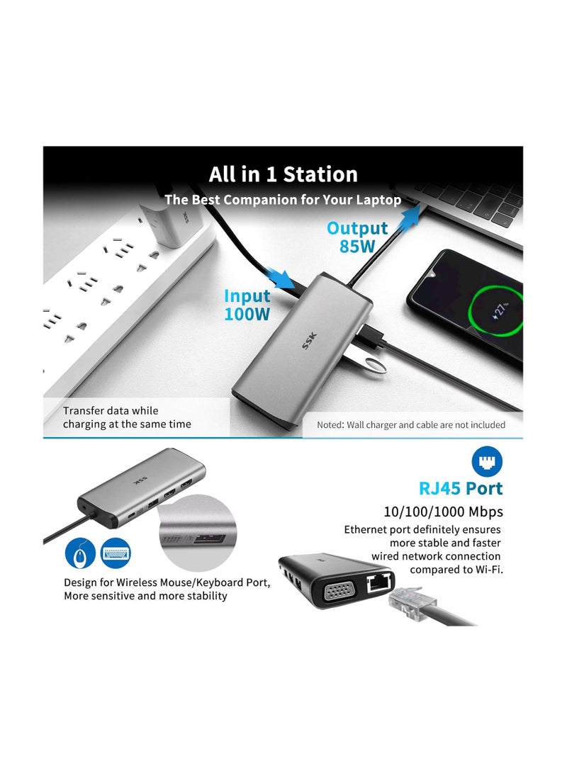 SSK قاعدة شحن USB C ثلاثية العرض 11 في 1 - Image 4