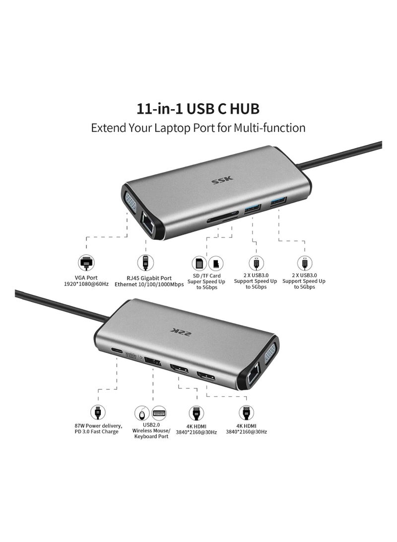 SSK قاعدة شحن USB C ثلاثية العرض 11 في 1 - Image 2