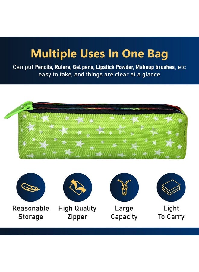 Kuber Industries Kuber Industries Pencil Pouch | Rexine Stationary Pouch |Pencil Utility Pouch |School Pencil Case for Kids | Pen-Pencil Box for Kids | 2 Zipper Pencil Organizer | Star Pencil Pouch | Pack of 2 | Multi  - Image 4