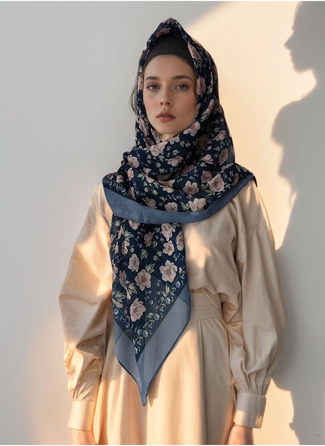 Unewshi Flower design Decoration Satin Women Muslim Headwear Wearable Wear Long Fashion Head Scarf for Ladies All Seasons Hijab  - Image 1