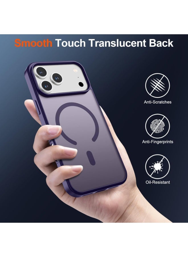 أكاليكس جراب مغناطيسي غير لامع لهاتف آيفون 17 برو، متوافق مع ماج سيف، غطاء فاخر مطلي، جراب حماية للهاتف مقاوم للصدمات مصنوع من مادة TPU الناعمة غير اللامعة | بنفسجي داكن - Image 4