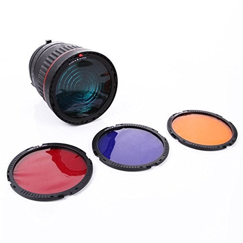 Foto4easy 10X Studio Light Focus Mount Lens Adjust for Flash & LED Light with 4 Color Filters - Image 1