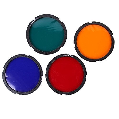Foto4easy 10X Studio Light Focus Mount Lens Adjust for Flash & LED Light with 4 Color Filters - Image 2
