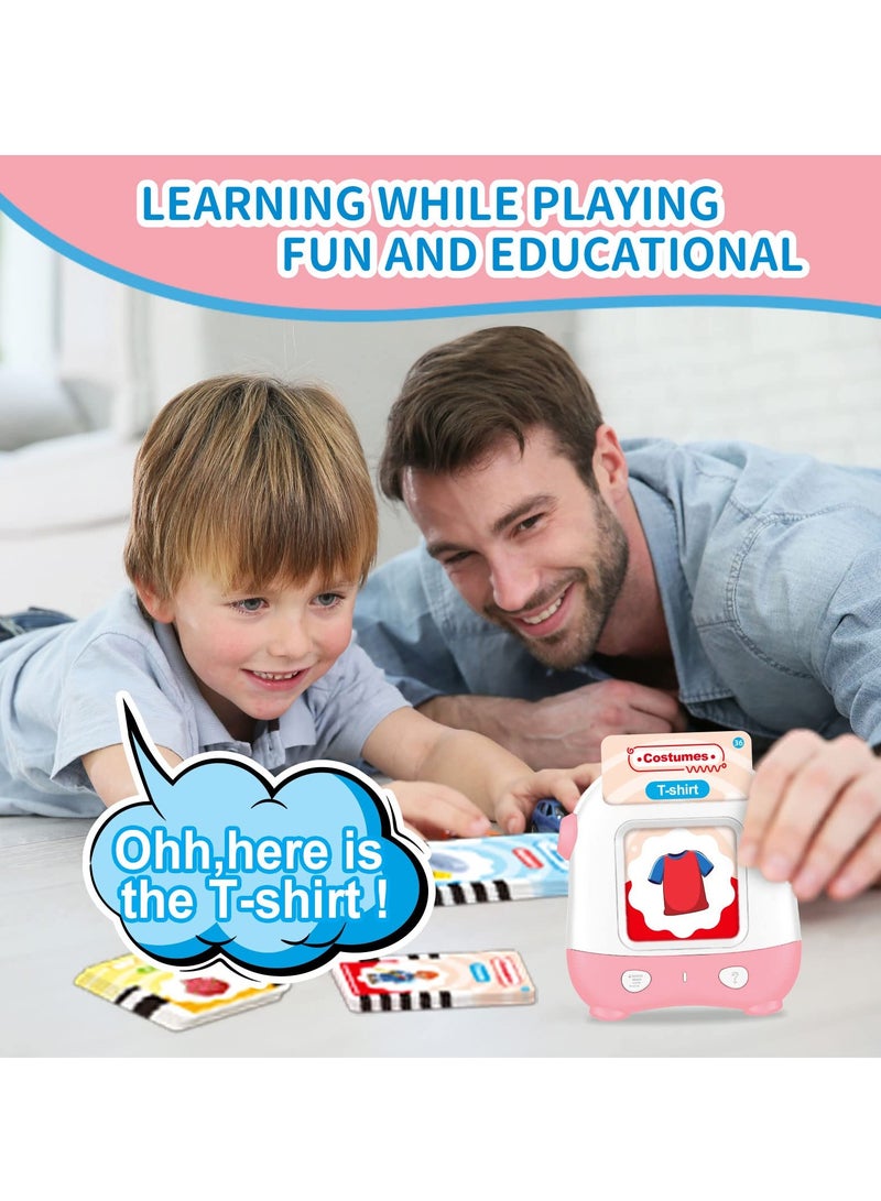 Interactive Learning Toy for Toddlers 2-5 Years - 110 Talking Flash Cards, 220 Vocabulary Sight Words | Educational Preschool Game with Sound Effects | Ideal Gift for Boys & Girls | Pink - Image 4