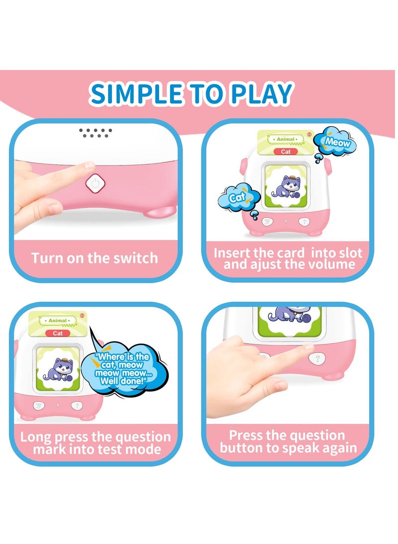 Interactive Learning Toy for Toddlers 2-5 Years - 110 Talking Flash Cards, 220 Vocabulary Sight Words | Educational Preschool Game with Sound Effects | Ideal Gift for Boys & Girls | Pink - Image 5