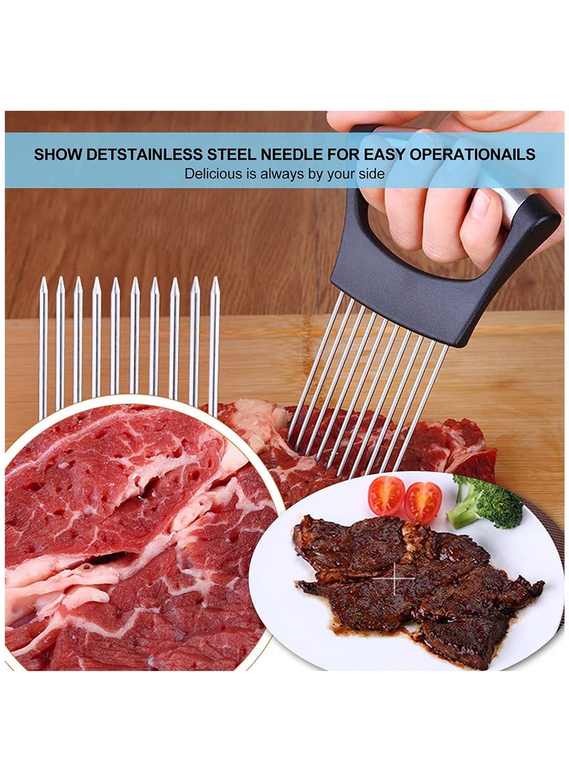 KASTWAVE - Onion Holder Slicer, 6PCS Finger Guard Set for Cutting, Stainless Steel Finger Protector, Thumb Guard Peelers for Onion Nuts Kitchen Tool Avoid Hurting When Slicing and Chopping - Image 1