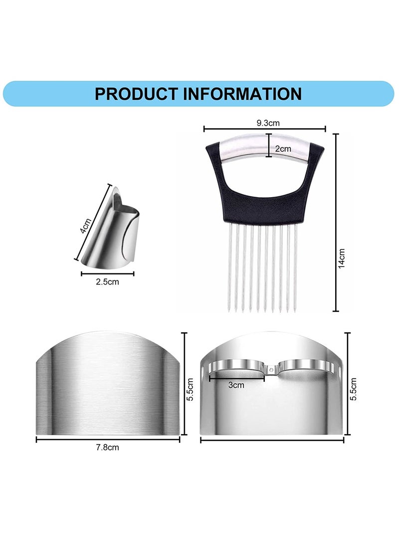 KASTWAVE - Onion Holder Slicer, 6PCS Finger Guard Set for Cutting, Stainless Steel Finger Protector, Thumb Guard Peelers for Onion Nuts Kitchen Tool Avoid Hurting When Slicing and Chopping - Image 1