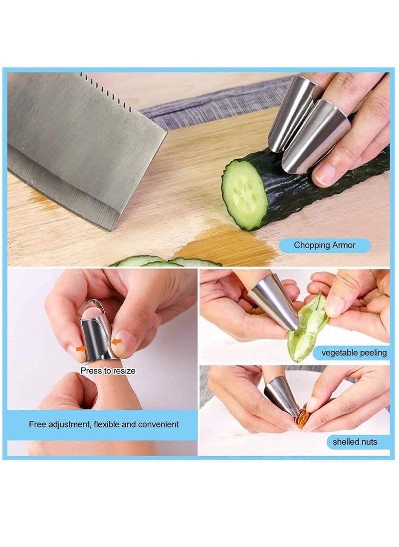 KASTWAVE - Onion Holder Slicer, 6PCS Finger Guard Set for Cutting, Stainless Steel Finger Protector, Thumb Guard Peelers for Onion Nuts Kitchen Tool Avoid Hurting When Slicing and Chopping - Image 1