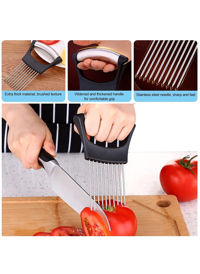 KASTWAVE - Onion Holder Slicer, 6PCS Finger Guard Set for Cutting, Stainless Steel Finger Protector, Thumb Guard Peelers for Onion Nuts Kitchen Tool Avoid Hurting When Slicing and Chopping - Image 1