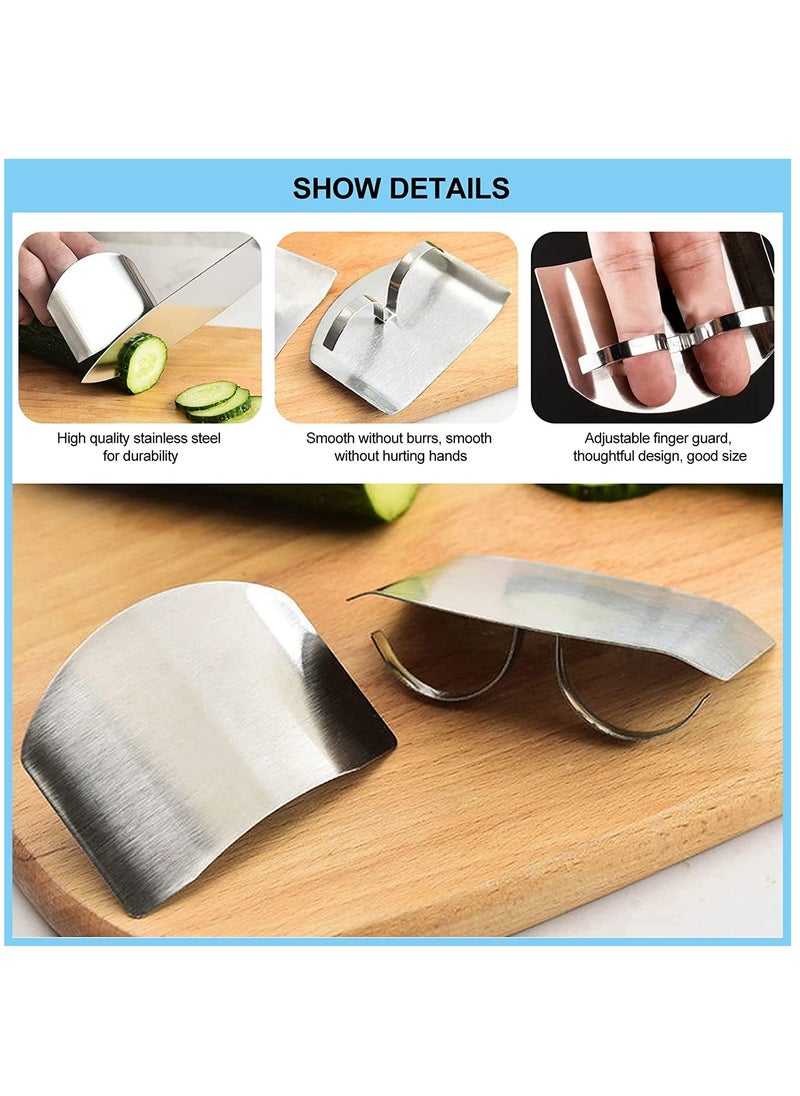 KASTWAVE - Onion Holder Slicer, 6PCS Finger Guard Set for Cutting, Stainless Steel Finger Protector, Thumb Guard Peelers for Onion Nuts Kitchen Tool Avoid Hurting When Slicing and Chopping - Image 1