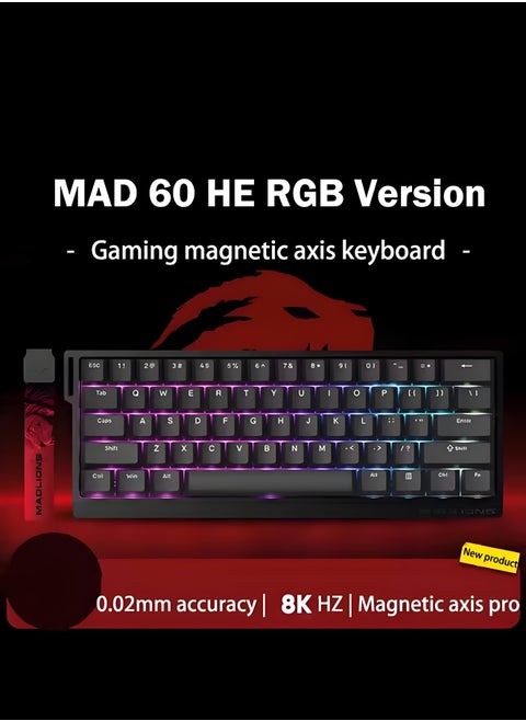 Mad60HE RGB Mechanical Keyboard Magnetic Switches Hot Swap Customized 8KHZ FPS Gaming Keyboard Black