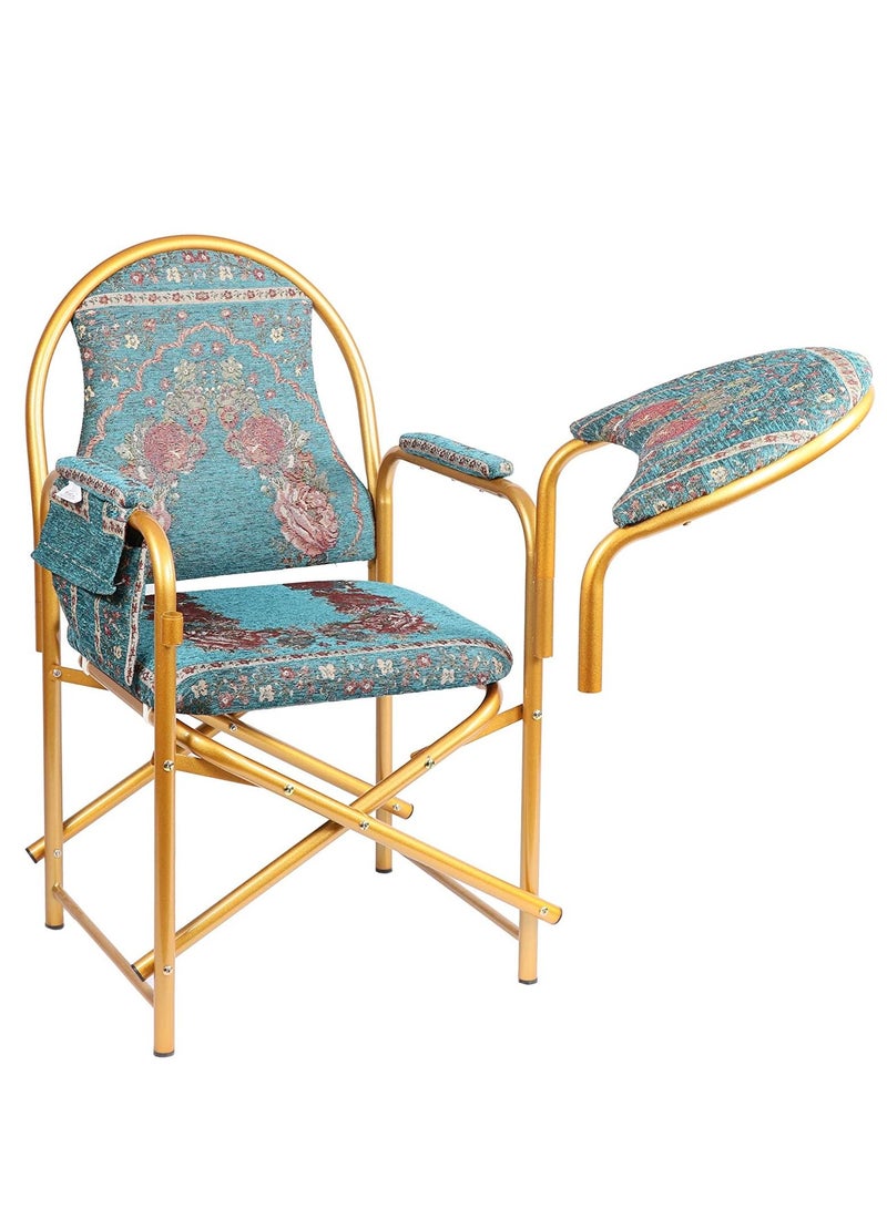 ريبنيو كرسي الصلاة للمسلمين كرسي إسلامي مخملي مريح مع مسند للذراعين وجيب جانبي قابل للطي كرسي صلاح لسجود - Image 5