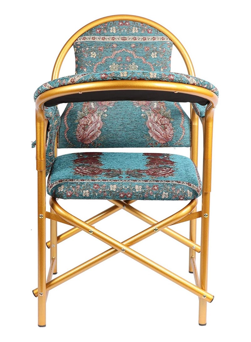 ريبنيو كرسي الصلاة للمسلمين كرسي إسلامي مخملي مريح مع مسند للذراعين وجيب جانبي قابل للطي كرسي صلاح لسجود - Image 3