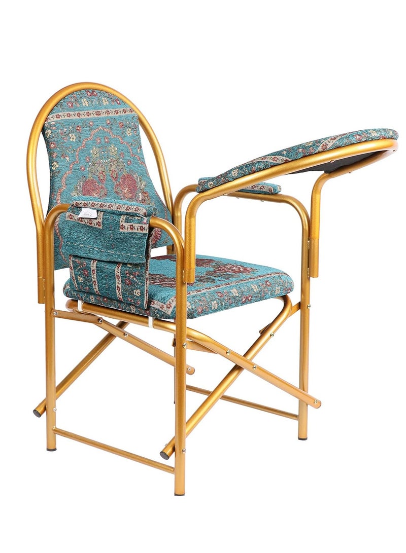 ريبنيو كرسي الصلاة للمسلمين كرسي إسلامي مخملي مريح مع مسند للذراعين وجيب جانبي قابل للطي كرسي صلاح لسجود - Image 1