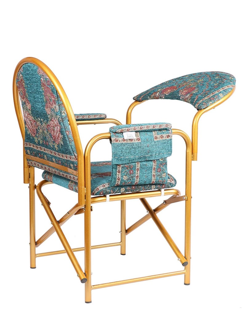 ريبنيو كرسي الصلاة للمسلمين كرسي إسلامي مخملي مريح مع مسند للذراعين وجيب جانبي قابل للطي كرسي صلاح لسجود - Image 4