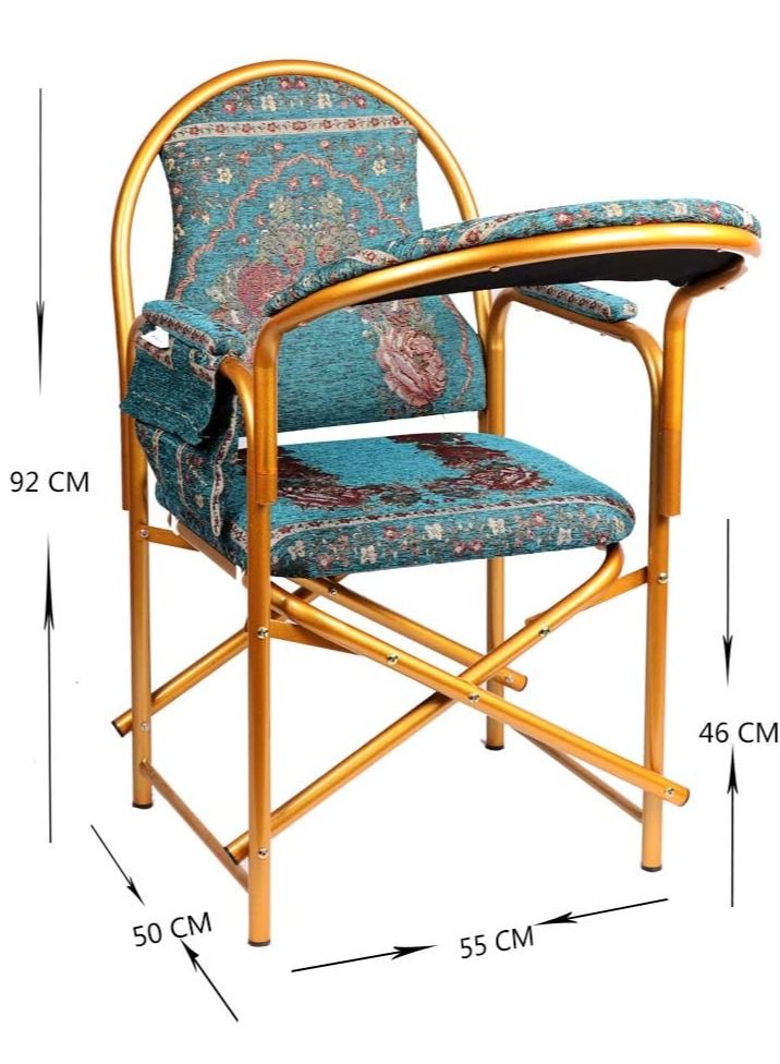 ريبنيو كرسي الصلاة للمسلمين كرسي إسلامي مخملي مريح مع مسند للذراعين وجيب جانبي قابل للطي كرسي صلاح لسجود - Image 2