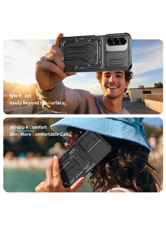 Case Cover Shock resistant  Kickstand CamShield TPU + PC Compatible with  Samsung Galaxy A17 (Black) - Image 3