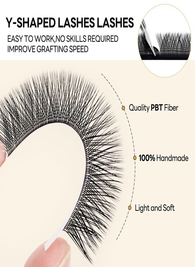 AuReve YY Lash Extensions Y Lashes C Curl 0.07mm 8-15mm Mix Tray Volume Eyelash Extension Easy Application 4D Fans Easy Premade Fans Soft Matte Black Lashes (YY,0.07-C-8-15mm) - Image 3