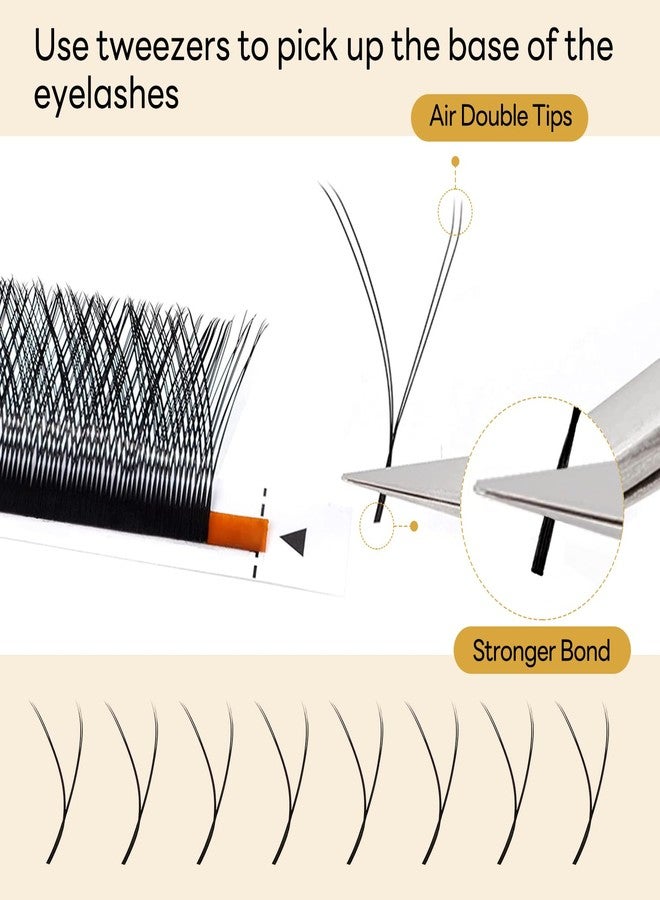 AuReve YY Lash Extensions Y Lashes C Curl 0.07mm 8-15mm Mix Tray Volume Eyelash Extension Easy Application 4D Fans Easy Premade Fans Soft Matte Black Lashes (YY,0.07-C-8-15mm) - Image 5