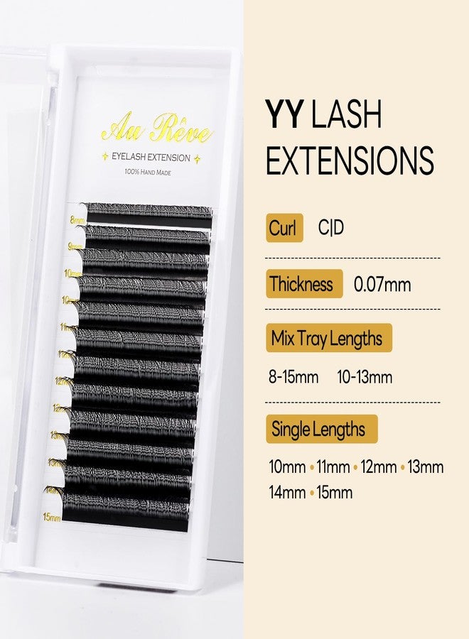 AuReve YY Lash Extensions Y Lashes C Curl 0.07mm 8-15mm Mix Tray Volume Eyelash Extension Easy Application 4D Fans Easy Premade Fans Soft Matte Black Lashes (YY,0.07-C-8-15mm) - Image 4