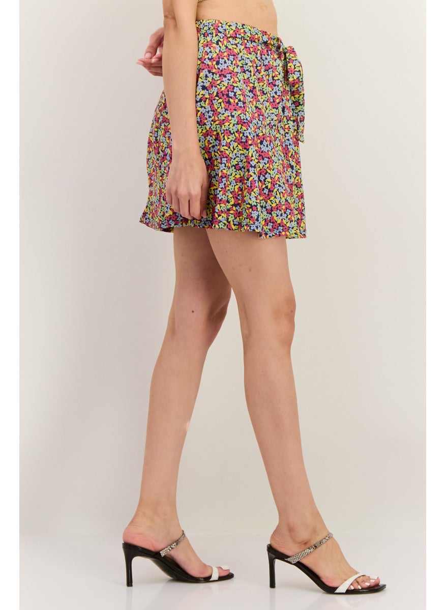 Lefties Women Allover Print Mini Skirt, Yellow  - Image 2