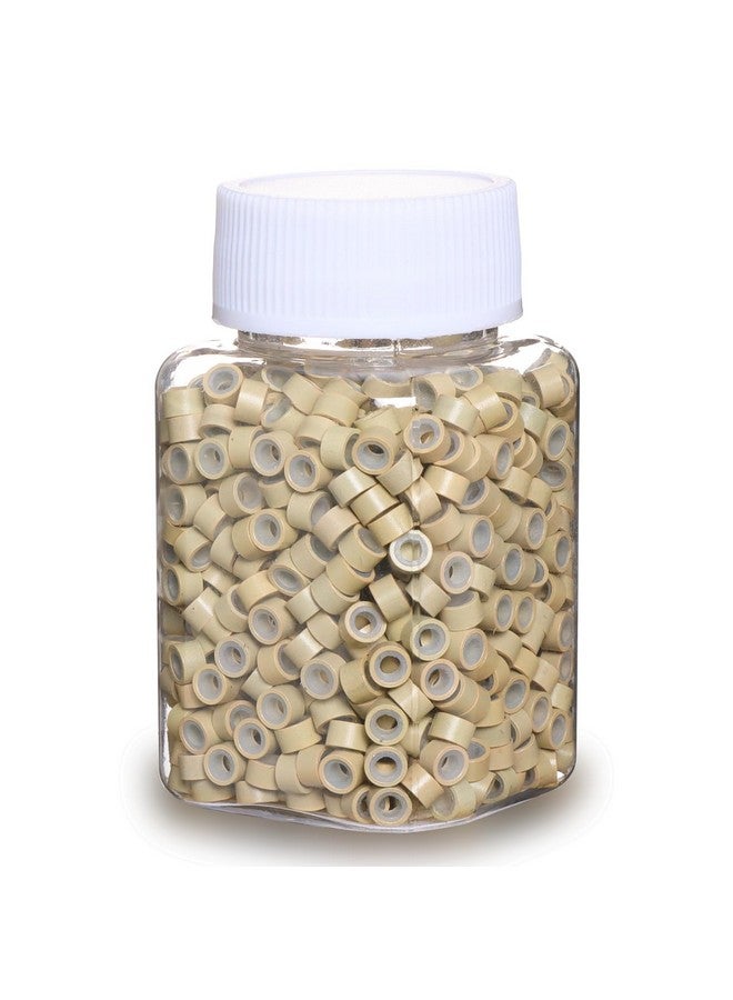 GOTDYA 1000pcs 5mm Hair Extension Beads,Silicone Lined Micro Rings,MicroLink Beads for Hair Extensions,Blonde - Image 1