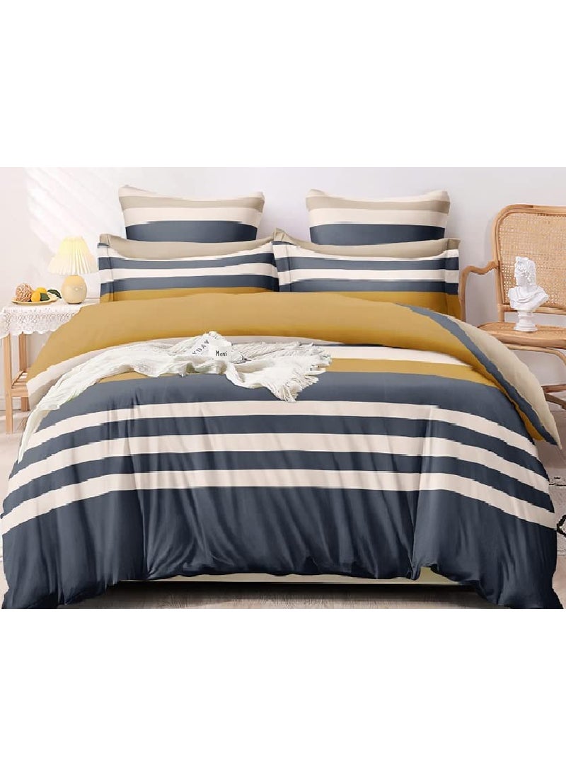 Laying Style Laying Style Heavy Glace Cotton Printed Super King Size Elastic Fitted Bedsheet with 2 Pillow Covers78x78 up to 12 Inches Mattress3 Piece Multicolour1  - Image 2