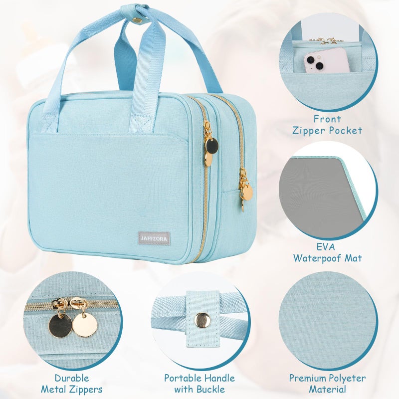 Jaffzora Wearable Breast Pump Bag with Cooler Compartment,Breast Milk Pump Travel Bag Compatible with Willow,Elvie,Medela Pump&Momcozy M5/S12 Pro, Carrying Case for Pump Parts and Bottles,Blue - Image 4