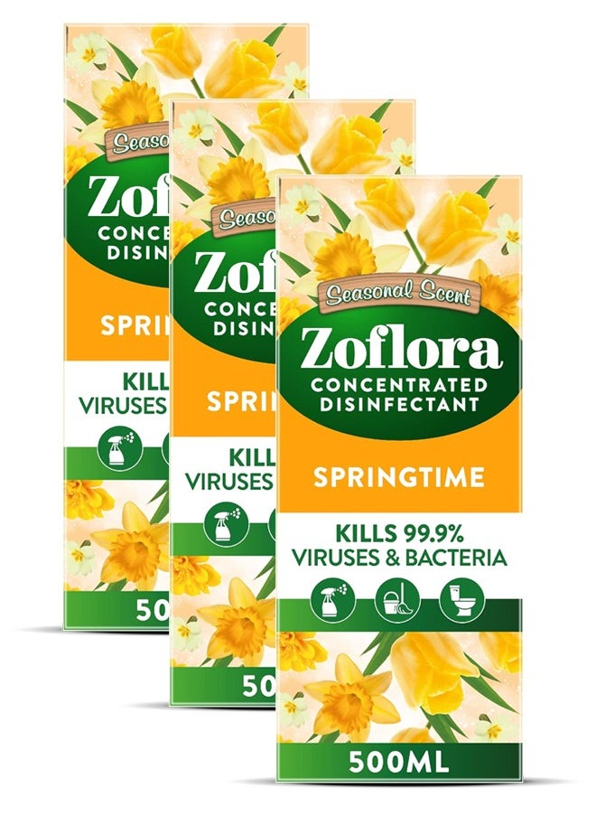 Zoflora - Multi-Purpose Disinfectant Cleaner Concentrated Liquid Springtime 3x500ml - Image 1