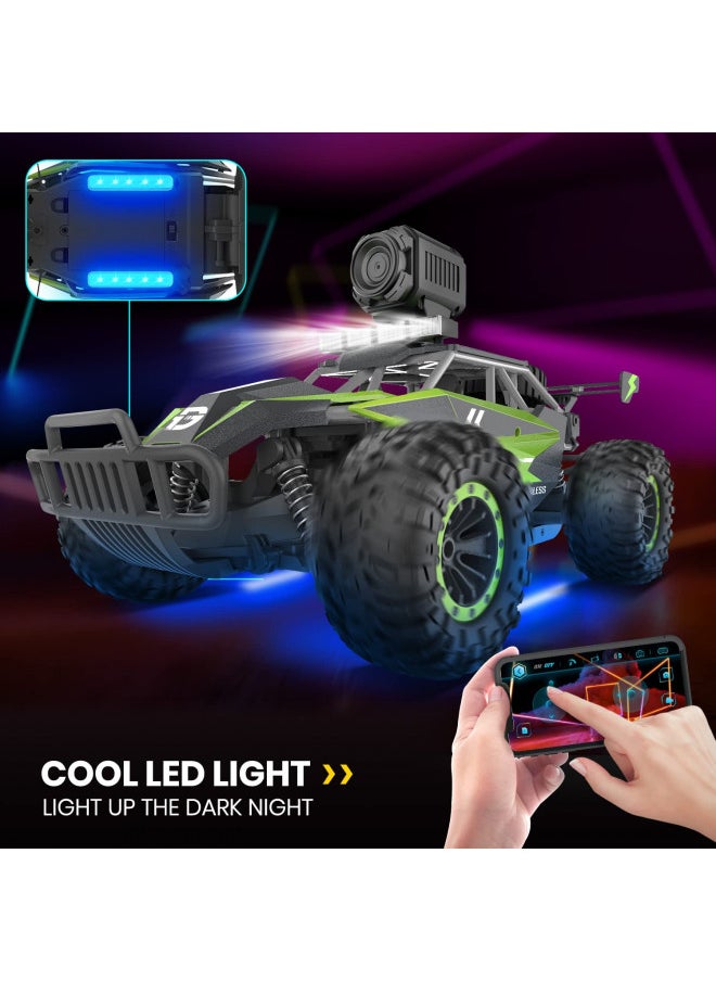 DEERC DEERC DE65 Remote Control Car with 1080P HD Camera,1:16 Scale RC Cars with LED Chassis Light&Headlights, 2.4Ghz High Speed Monster Truck Toy Vehicle, 2 Batteries for 60 Mins Play, Gift for Kids Boys  - Image 3