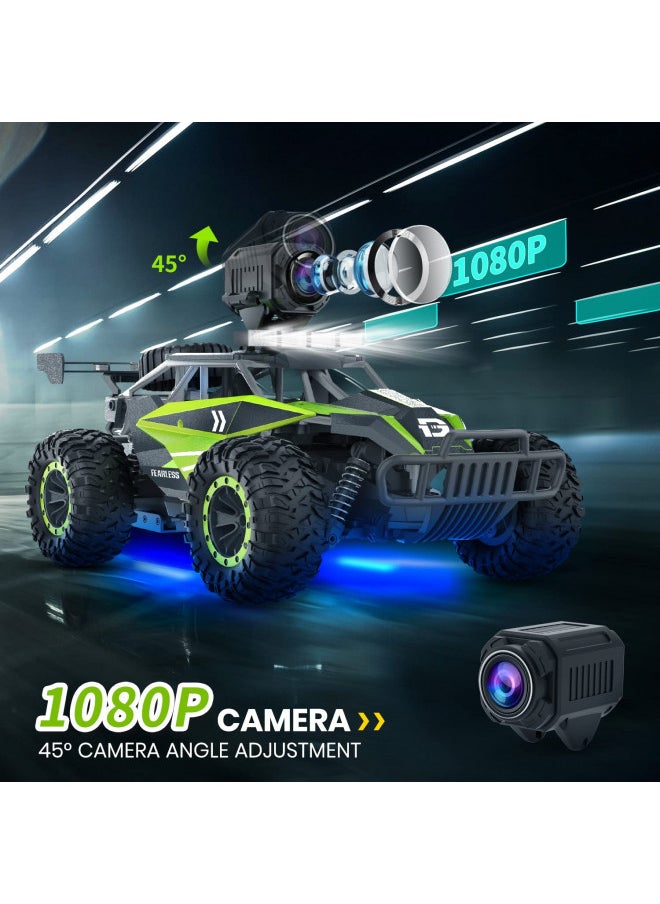DEERC DEERC DE65 Remote Control Car with 1080P HD Camera,1:16 Scale RC Cars with LED Chassis Light&Headlights, 2.4Ghz High Speed Monster Truck Toy Vehicle, 2 Batteries for 60 Mins Play, Gift for Kids Boys  - Image 1