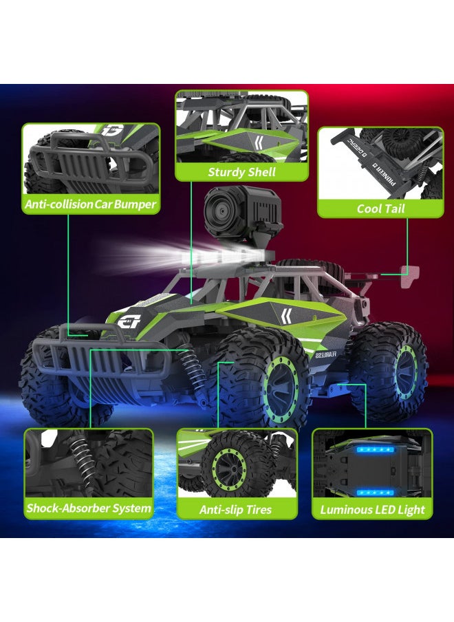 DEERC DEERC DE65 Remote Control Car with 1080P HD Camera,1:16 Scale RC Cars with LED Chassis Light&Headlights, 2.4Ghz High Speed Monster Truck Toy Vehicle, 2 Batteries for 60 Mins Play, Gift for Kids Boys  - Image 4