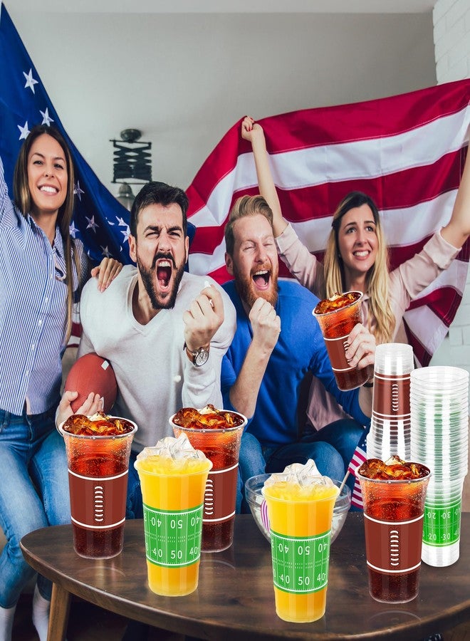 ٥٠ كوبًا لكرة القدم، أكواب حفلات كرة القدم سعة ١٦ أونصة، أكواب بلاستيكية سميكة لكرة القدم، أكواب شرب شفافة للاستخدام مرة واحدة بتصميمين، لوازم حفلات كرة القدم، زينة حفلات كرة القدم، هدايا تذكارية. - Image 5