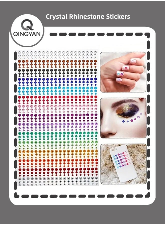 QINGYAN Crystal Rhinestone Stickers 15 Colors Kids DIY Embellishment Self Adhesive Jewels Sticker Colorful Diamond - Image 1