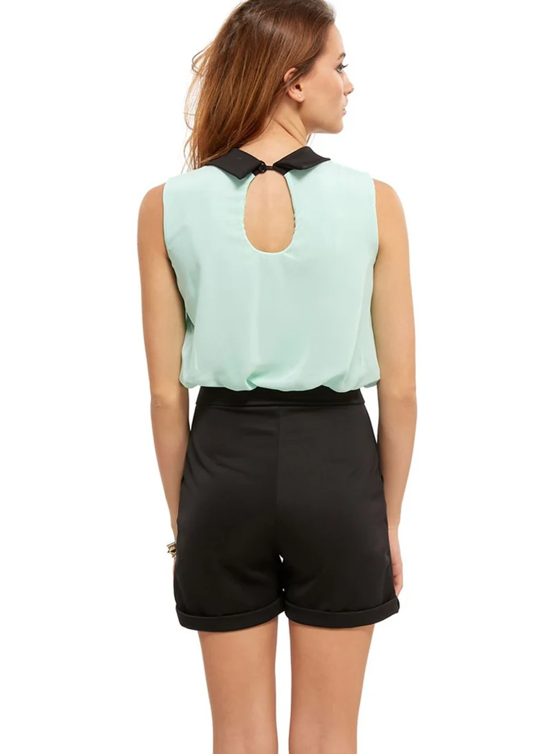 Velvet Fox Contrast Collar Playsuit