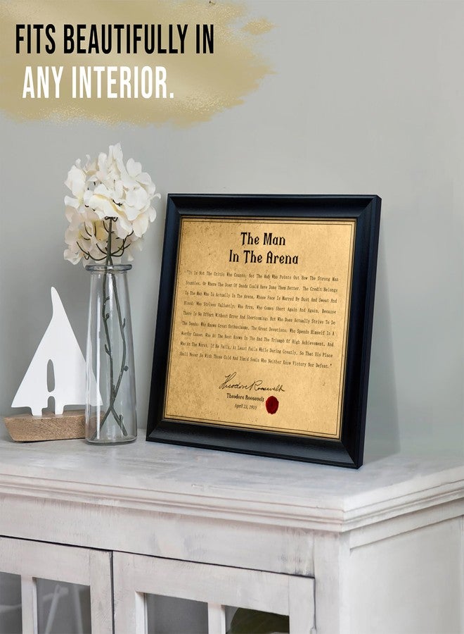 flinelife The Man In The Arena Poster Framed, 12x10, Theodore Roosevelt Quotes, Inspirational Print wall art, Motivational Poster, Success Wall Art Decor - Image 3