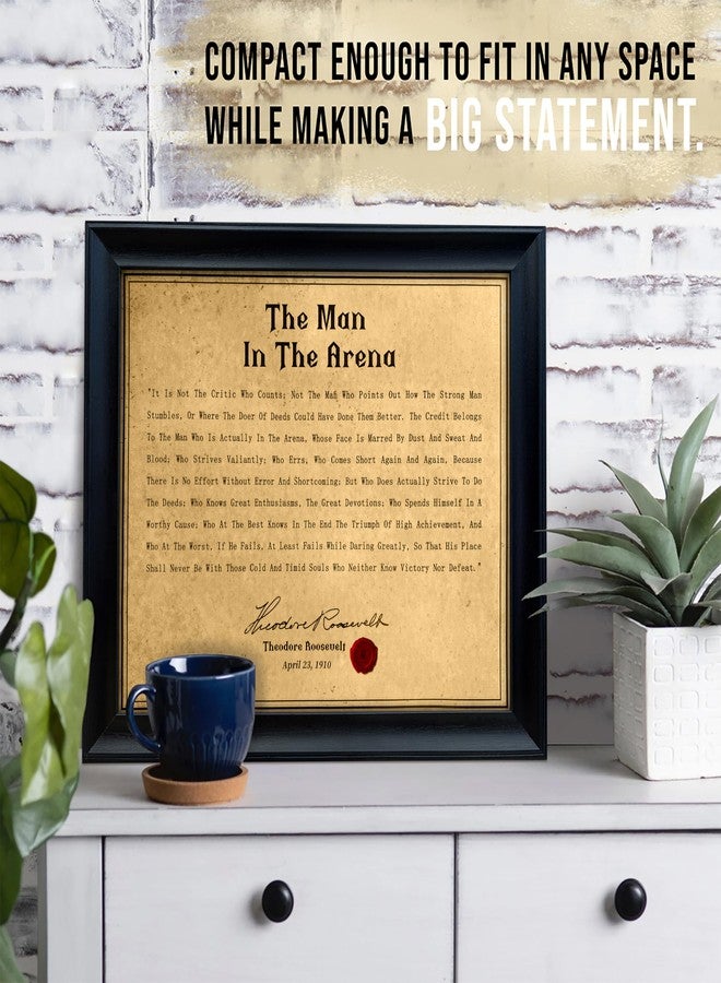 flinelife The Man In The Arena Poster Framed, 12x10, Theodore Roosevelt Quotes, Inspirational Print wall art, Motivational Poster, Success Wall Art Decor - Image 4