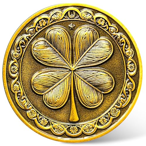 CYOUNG Good Luck Coin FourLeaf Clover and Eagle Medallion for Fortune and Prosperity Lottery Ticket Scratcher Tool Single Coin - Image 1