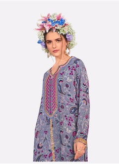 SARA Sara Paisley and Striped Printed Jalabiya  - Image 5