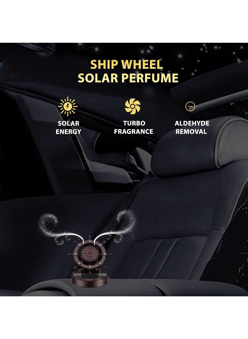 Cologne - Solar Aromatherapy Car Air Freshener - Pirate Wheel Design Dashboard Fragrance, XD-8 Cologne - Image 1