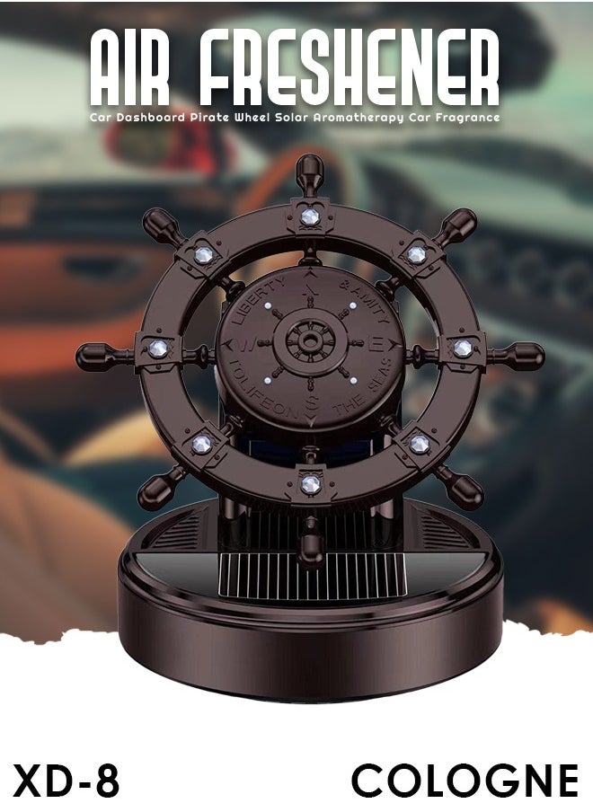 Cologne - Solar Aromatherapy Car Air Freshener - Pirate Wheel Design Dashboard Fragrance, XD-8 Cologne - Image 1