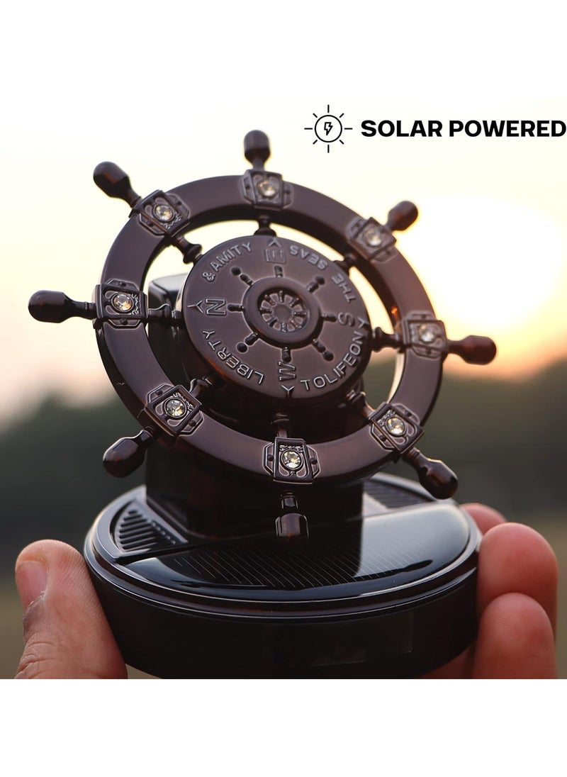 Cologne - Solar Aromatherapy Car Air Freshener - Pirate Wheel Design Dashboard Fragrance, XD-8 Cologne - Image 1
