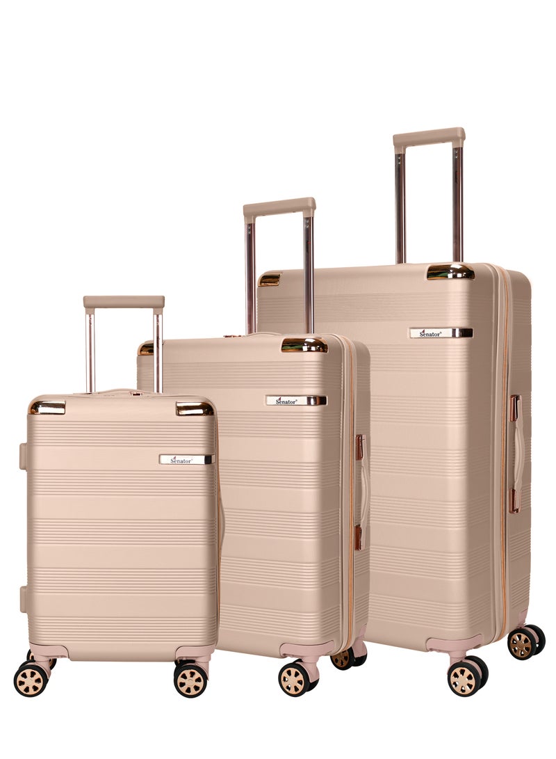 SENATOR Hard Case Trolley Luggage Set For Unisex ABS Lightweight 4 Double Wheeled Suitcase With Built In TSA Type Lock A5125 Set Of 3 Milk Pink - Image 1
