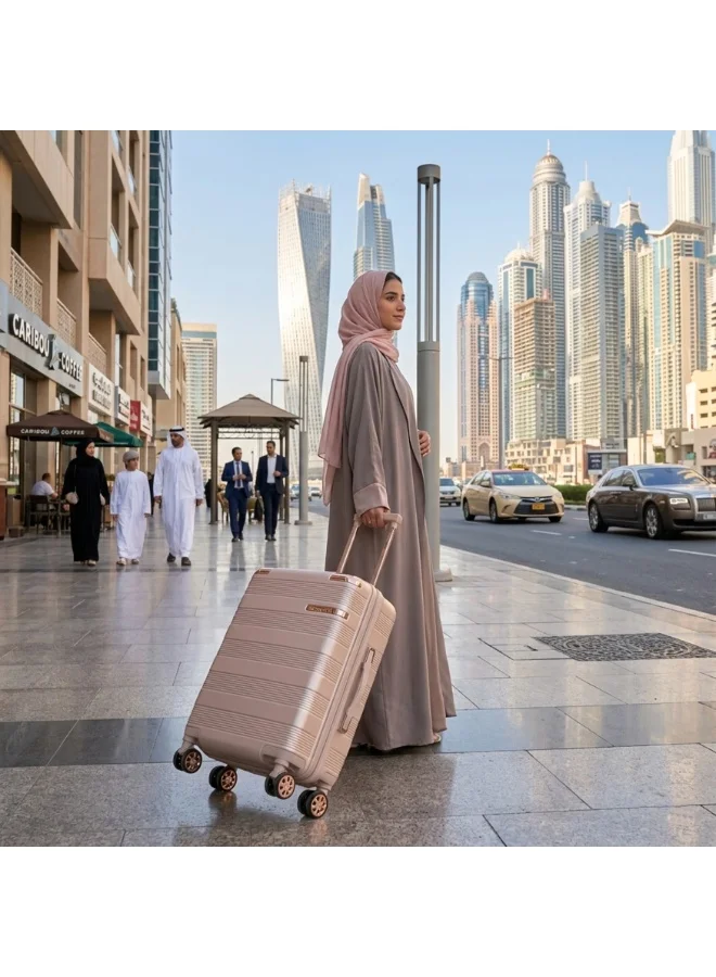 Senator Milk Pink Hard Case Trolley Luggage Set For Unisex ABS Lightweight 4 Double Wheeled Suitcase With Built In TSA Type Lock A5125 Set Of 3 Milk Pink  | Best Price UAE
