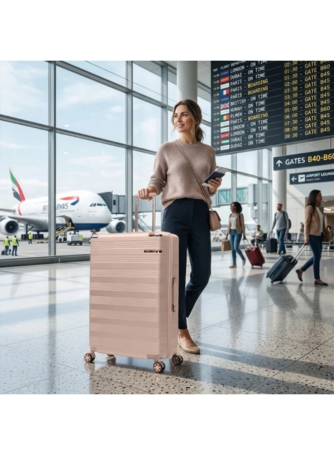 Senator Milk Pink Hard Case Trolley Luggage Set For Unisex ABS Lightweight 4 Double Wheeled Suitcase With Built In TSA Type Lock A5125 Set Of 3 Milk Pink  | Best Price UAE