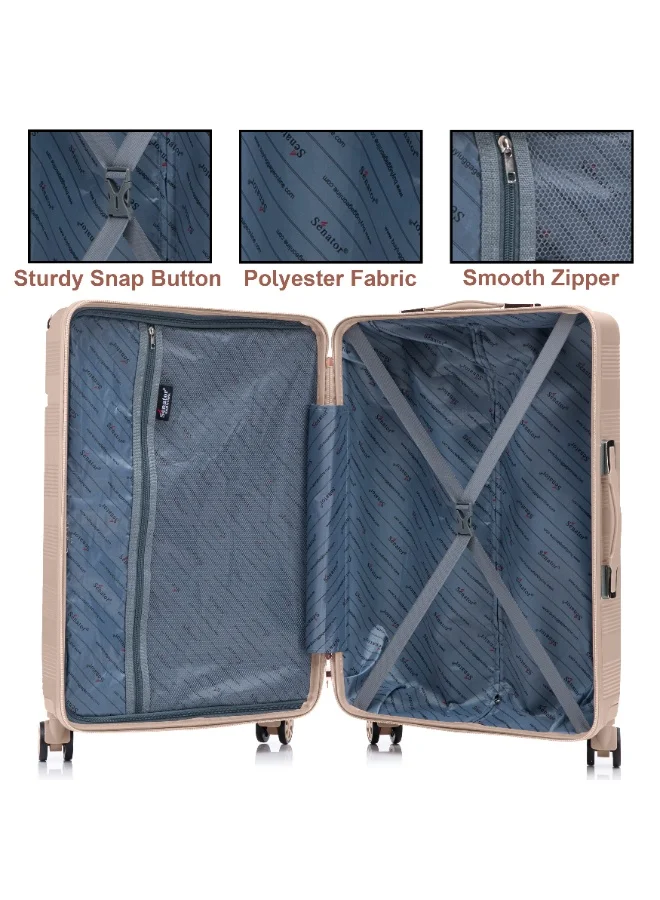 Senator Milk Pink Hard Case Trolley Luggage Set For Unisex ABS Lightweight 4 Double Wheeled Suitcase With Built In TSA Type Lock A5125 Set Of 3 Milk Pink  | Best Price UAE