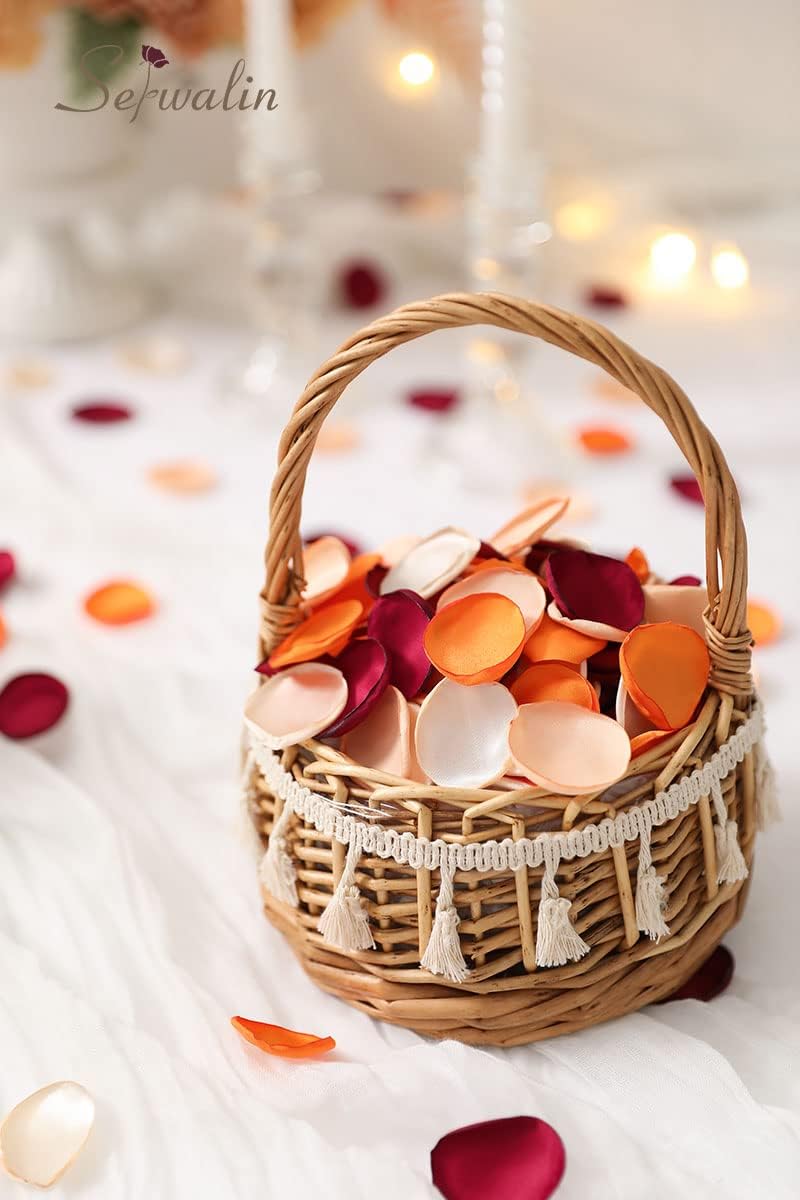 Serwalin 300Pcs Silk Rose Petals Flower Petals for Weddings Burgundy Orange Petals Fake Petals for Aisle Flower Girl Basket Bridal Shower Table Decor (4 Color Mixes) - Image 3
