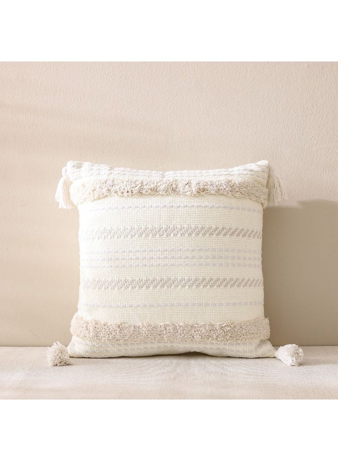 DANUBE HOME Woven Outdoor Cushion 45x45cm - Oatmist Beige, Durable PET Yarn, Ideal for Garden Accessories, Stylish and Comfortable Outdoor Seating - Image 1